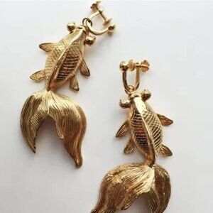 Vintage Gold Fish Earrings